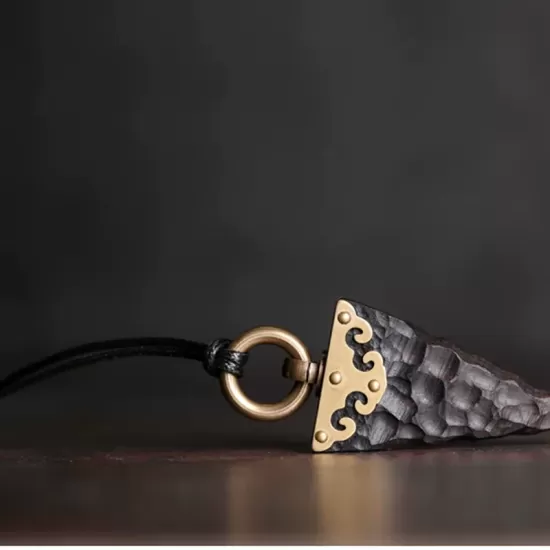 Ebony Wood & Brass Arrowhead Pendant Necklace Ebony Wood & Brass Arrowhead Pendant Necklace