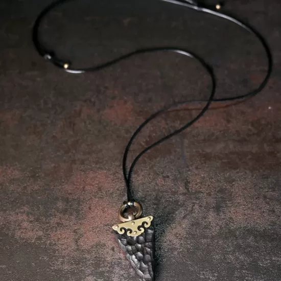 Ebony Wood & Brass Arrowhead Pendant Necklace Ebony Wood & Brass Arrowhead Pendant Necklace