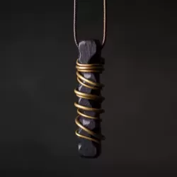Ebony Wood & Brass Coil Pendant Necklace Ebony Wood & Brass Coil Pendant Necklace