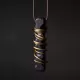 Ebony Wood & Brass Coil Pendant Necklace