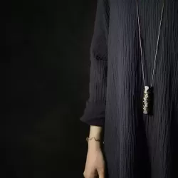 Ebony Wood & Brass Coil Pendant Necklace Ebony Wood & Brass Coil Pendant Necklace