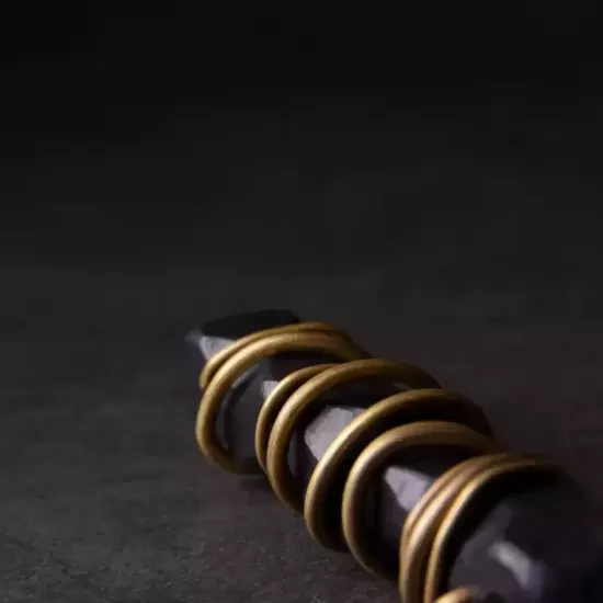 Ebony Wood & Brass Coil Pendant Necklace