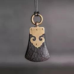 Handcrafted Ebony Wood & Brass Pendant Necklace