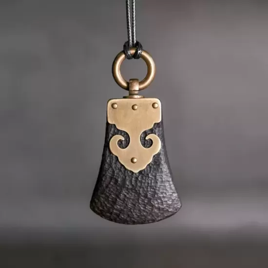 Handcrafted Ebony Wood & Brass Pendant Necklace Handcrafted Ebony Wood & Brass Pendant Necklace