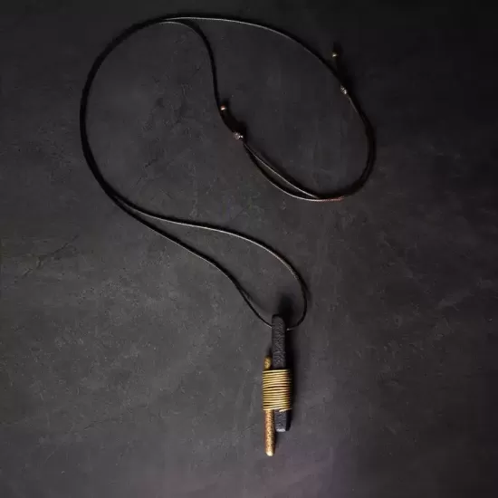 Ebony Wood & Brass Stick Pendant Necklace Ebony Wood & Brass Stick Pendant Necklace