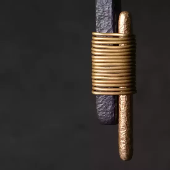 Ebony Wood & Brass Stick Pendant Necklace Ebony Wood & Brass Stick Pendant Necklace