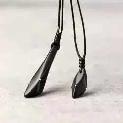 Ebony Wood & Brass Teardrop Pendant Necklace Ebony Wood & Brass Teardrop Pendant Necklace
