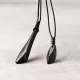 Ebony Wood & Brass Teardrop Pendant Necklace Ebony Wood & Brass Teardrop Pendant Necklace