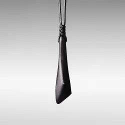 Ebony Wood & Brass Teardrop Pendant Necklace