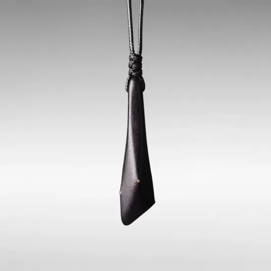 Ebony Wood & Brass Teardrop Pendant Necklace Ebony Wood & Brass Teardrop Pendant Necklace