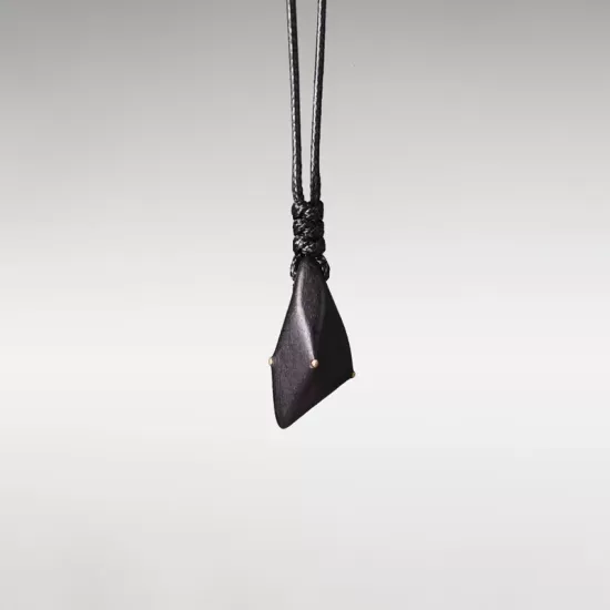 Ebony Wood & Brass Teardrop Pendant Necklace Ebony Wood & Brass Teardrop Pendant Necklace