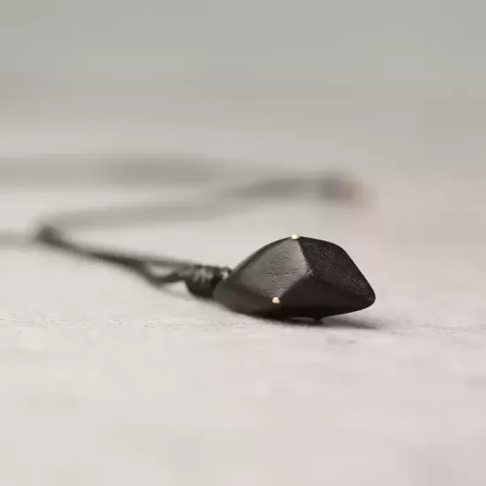 Ebony Wood & Brass Teardrop Pendant Necklace Ebony Wood & Brass Teardrop Pendant Necklace