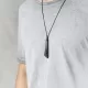 Ebony Wood & Brass Teardrop Pendant Necklace Ebony Wood & Brass Teardrop Pendant Necklace