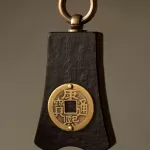 Ebony Wood Chinese Coin Pendant Necklace