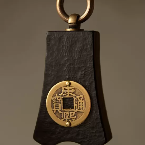 Ebony Wood Chinese Coin Pendant Necklace Ebony Wood Chinese Coin Pendant Necklace