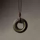 Hand-Finished Ebony Wood & Brass Circle Pendant Necklace Hand-Finished Ebony Wood & Brass Circle Pendant Necklace