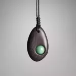 Ebony Wood & Green Aventurine Pendant Necklace