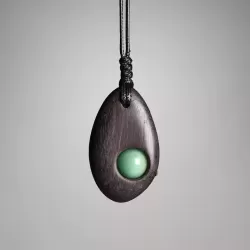 Ebony Wood & Green Aventurine Pendant Necklace Ebony Wood & Green Aventurine Pendant Necklace