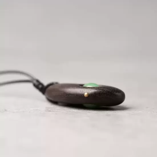 Ebony Wood & Green Aventurine Pendant Necklace Ebony Wood & Green Aventurine Pendant Necklace