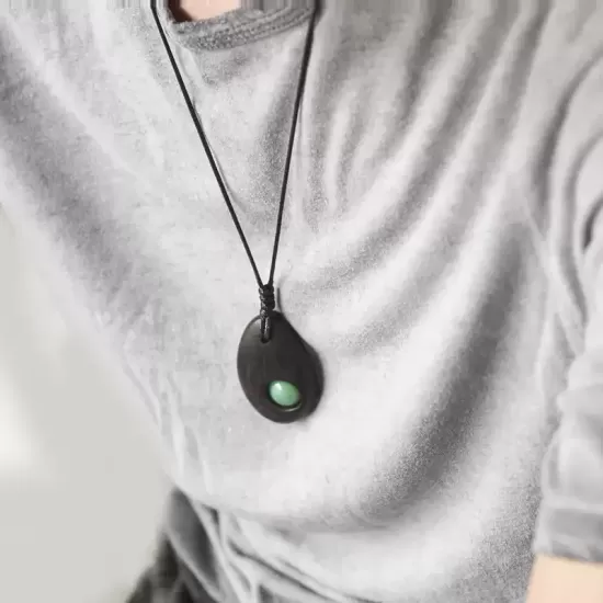 Ebony Wood & Green Aventurine Pendant Necklace Ebony Wood & Green Aventurine Pendant Necklace