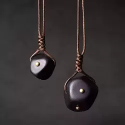 Ebony Wood Pebble Pendant Necklace Ebony Wood Pebble Pendant Necklace