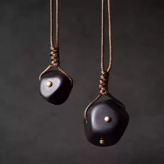 Ebony Wood Pebble Pendant Necklace Ebony Wood Pebble Pendant Necklace