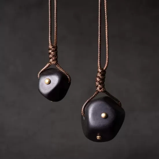 Ebony Wood Pebble Pendant Necklace Ebony Wood Pebble Pendant Necklace