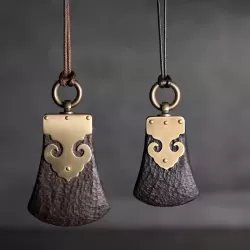 Handcrafted Ebony Wood & Brass Pendant Necklace Handcrafted Ebony Wood & Brass Pendant Necklace