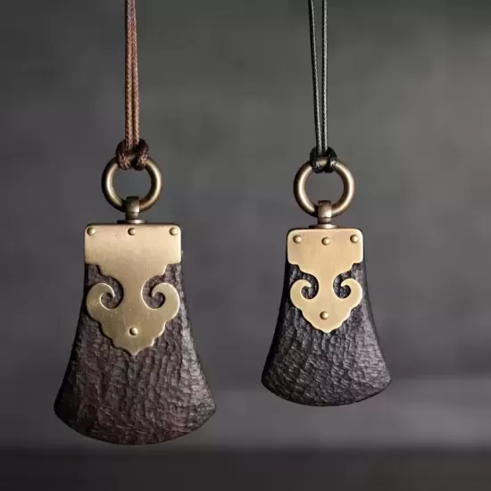 Handcrafted Ebony Wood & Brass Pendant Necklace Handcrafted Ebony Wood & Brass Pendant Necklace
