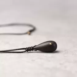 Ebony Wood Teardrop Pendant Necklace
