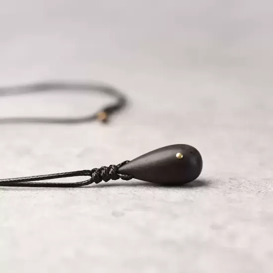 Ebony Wood Teardrop Pendant Necklace Ebony Wood Teardrop Pendant Necklace