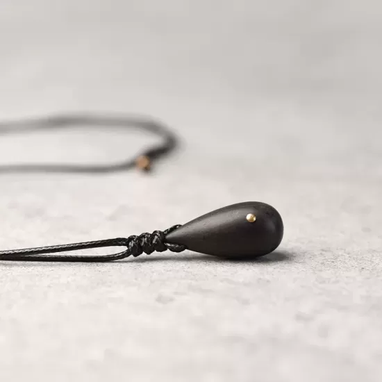 Ebony Wood Teardrop Pendant Necklace Ebony Wood Teardrop Pendant Necklace