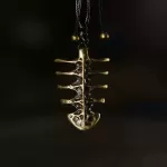 Fishbone Brass Pendant Necklace