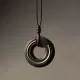 Hand-Finished Ebony Wood & Brass Circle Pendant Necklace Hand-Finished Ebony Wood & Brass Circle Pendant Necklace