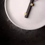 Long Ebony Wood & Brass Bar Pendant Necklace