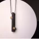 Long Ebony Wood & Brass Bar Pendant Necklace