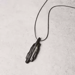 Long Ebony Wood & Brass Inlay Pendant Necklace Long Ebony Wood & Brass Inlay Pendant Necklace
