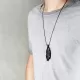 Long Ebony Wood & Brass Inlay Pendant Necklace Long Ebony Wood & Brass Inlay Pendant Necklace