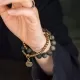 Matte Golden Obsidian Bull Skull Double-Wrap Bracelet Matte Golden Obsidian Bull Skull Double-Wrap Bracelet