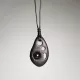 Perforated Ebony Wood & Obsidian Pendant Necklace Perforated Ebony Wood & Obsidian Pendant Necklace