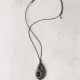 Perforated Ebony Wood & Obsidian Pendant Necklace Perforated Ebony Wood & Obsidian Pendant Necklace