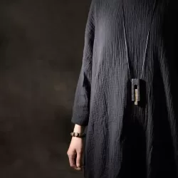 Rectangular Ebony Wood & Brass Pendant Necklace Rectangular Ebony Wood & Brass Pendant Necklace