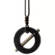 Round Ebony Wood & Brass Bar Pendant Necklace Round Ebony Wood & Brass Bar Pendant Necklace