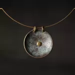 Round Patina Brass Disc Pendant Necklace