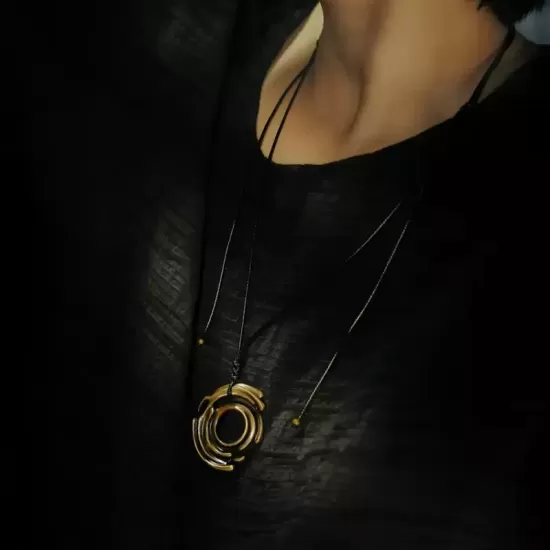 Spiral Brass Statement Pendant Necklace Spiral Brass Statement Pendant Necklace
