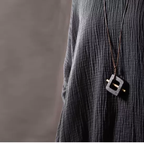 Square Ebony Wood & Brass Bar Pendant Necklace Square Ebony Wood & Brass Bar Pendant Necklace