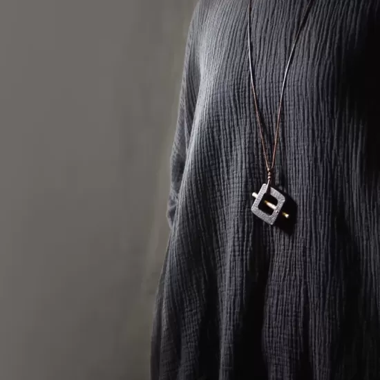 Square Ebony Wood & Brass Bar Pendant Necklace Square Ebony Wood & Brass Bar Pendant Necklace