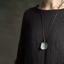 Verdigris Patina Rounded-Square Pendant Necklace Verdigris Patina Rounded-Square Pendant Necklace