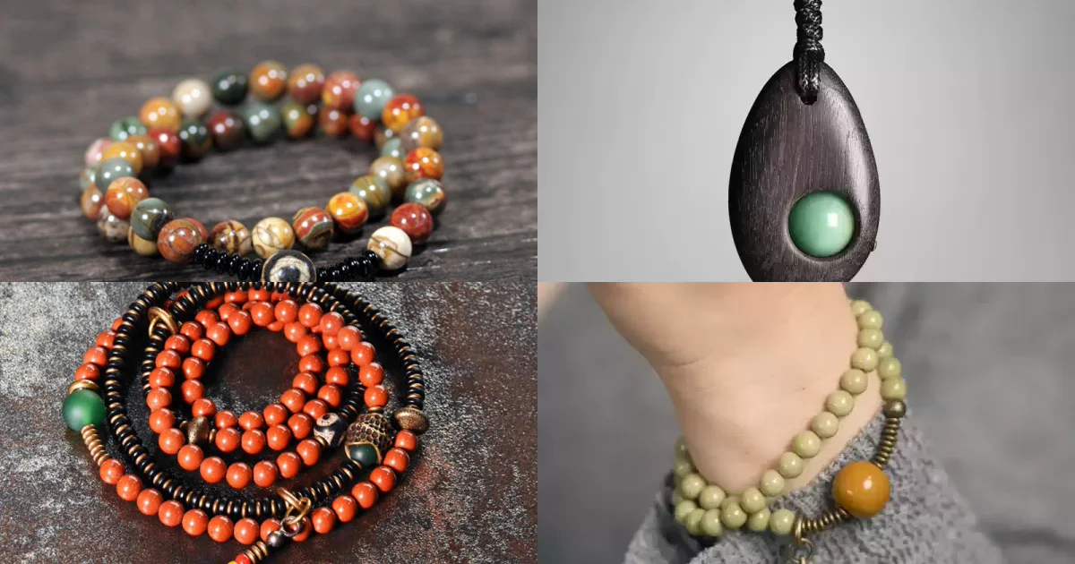 Four real sunMYLOVE jewelry photos showing how color-sensitive materials appear in different product images